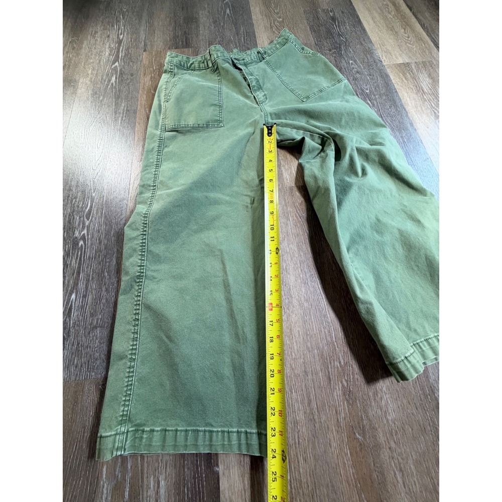 Universal Thread Utility Pants Womens 14/32 Green Wide Leg Cropped High Rise - Picture 5 of 9